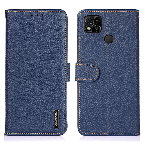 Leather Case Stands Flip Cover Holder B01H for Xiaomi POCO C3 Blue