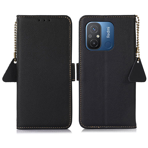 Leather Case Stands Flip Cover Holder B01H for Xiaomi Poco C55 Black