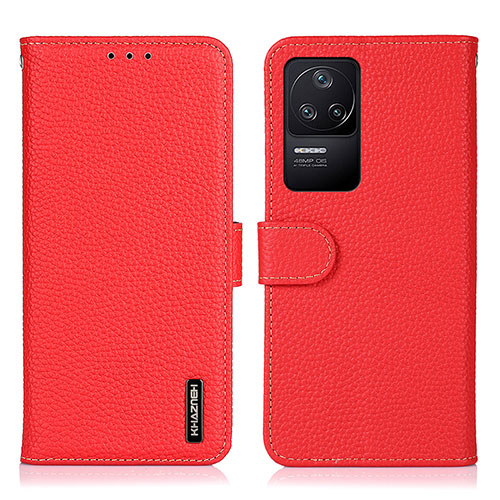 Leather Case Stands Flip Cover Holder B01H for Xiaomi Poco F4 5G Red