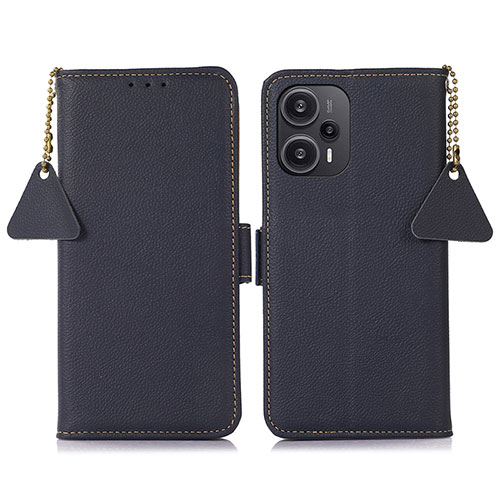 Leather Case Stands Flip Cover Holder B01H for Xiaomi Poco F5 5G Blue