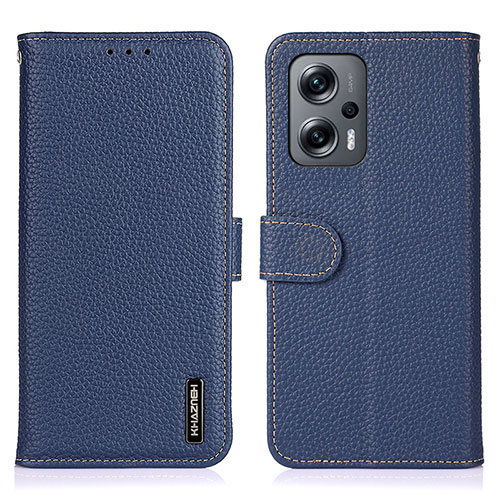 Leather Case Stands Flip Cover Holder B01H for Xiaomi Poco X4 GT 5G Blue