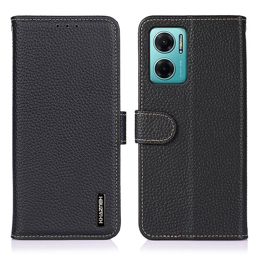 Leather Case Stands Flip Cover Holder B01H for Xiaomi Redmi 10 5G Black