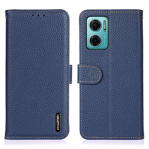 Leather Case Stands Flip Cover Holder B01H for Xiaomi Redmi 10 5G Blue