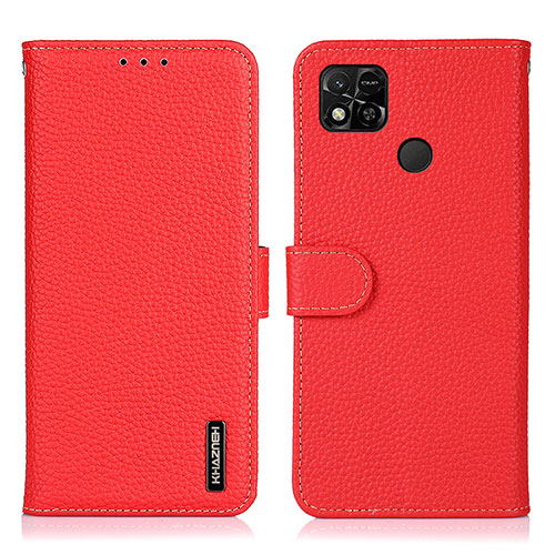 Leather Case Stands Flip Cover Holder B01H for Xiaomi Redmi 9C Red