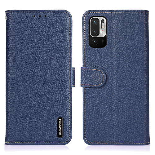 Leather Case Stands Flip Cover Holder B01H for Xiaomi Redmi Note 10 JE 5G Blue