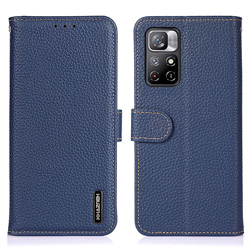 Leather Case Stands Flip Cover Holder B01H for Xiaomi Redmi Note 11 5G Blue