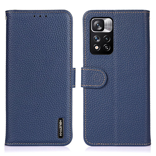 Leather Case Stands Flip Cover Holder B01H for Xiaomi Redmi Note 11 Pro+ Plus 5G Blue