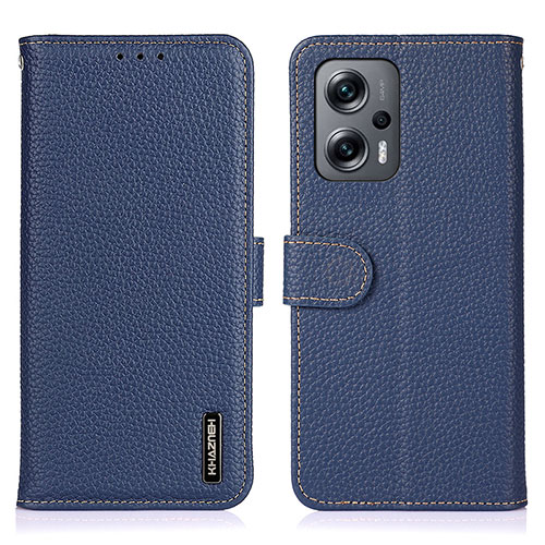 Leather Case Stands Flip Cover Holder B01H for Xiaomi Redmi Note 11T Pro 5G Blue