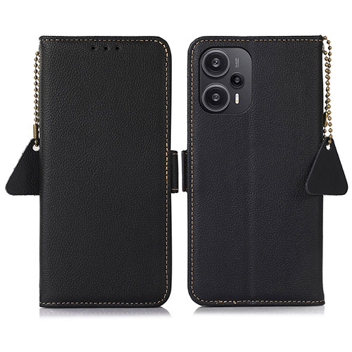 Leather Case Stands Flip Cover Holder B01H for Xiaomi Redmi Note 12 Turbo 5G Black