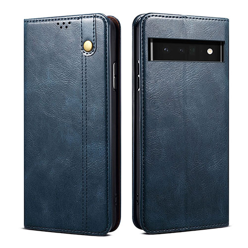 Leather Case Stands Flip Cover Holder B01S for Google Pixel 6 5G Blue