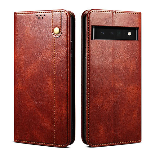 Leather Case Stands Flip Cover Holder B01S for Google Pixel 6 Pro 5G Brown