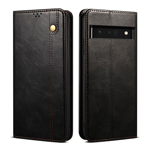 Leather Case Stands Flip Cover Holder B01S for Google Pixel 6a 5G Black