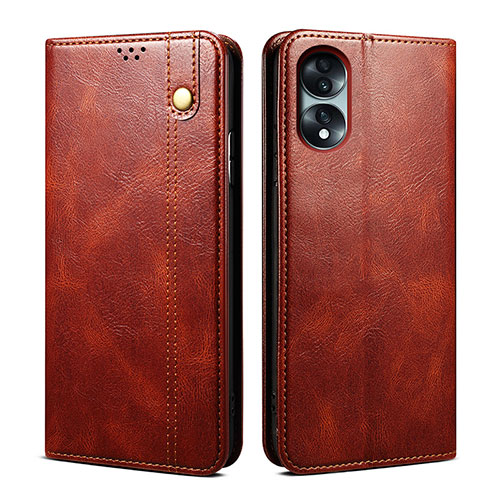 Leather Case Stands Flip Cover Holder B01S for Huawei Honor 70 5G Brown