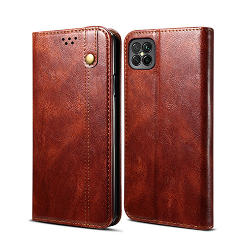 Leather Case Stands Flip Cover Holder B01S for Huawei Nova 8 SE 4G Brown