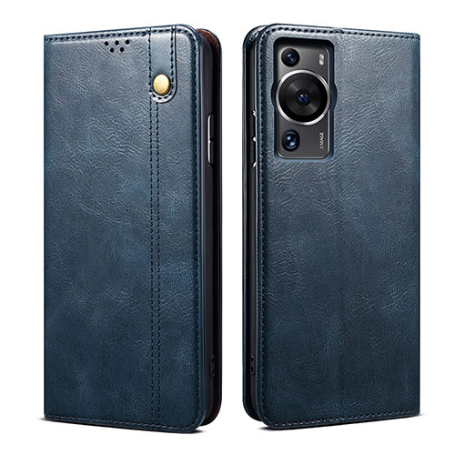 Leather Case Stands Flip Cover Holder B01S for Huawei P60 Pro Blue