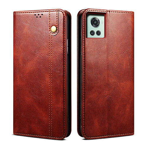 Leather Case Stands Flip Cover Holder B01S for OnePlus 10R 5G Brown