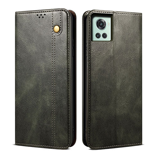 Leather Case Stands Flip Cover Holder B01S for OnePlus 10R 5G Green