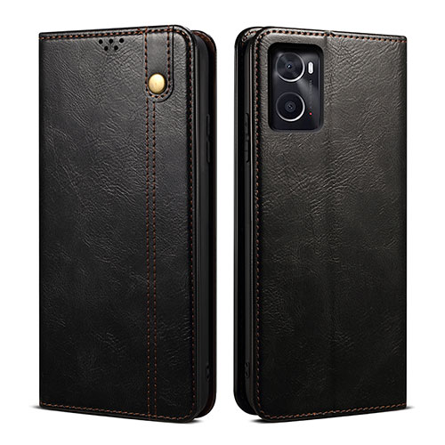 Leather Case Stands Flip Cover Holder B01S for Oppo A76 Black