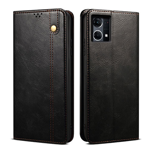 Leather Case Stands Flip Cover Holder B01S for Oppo F21s Pro 4G Black