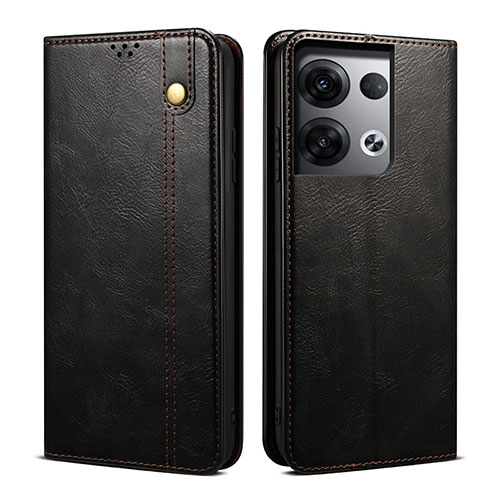 Leather Case Stands Flip Cover Holder B01S for Oppo Reno8 Pro 5G Black