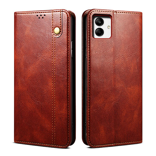 Leather Case Stands Flip Cover Holder B01S for Samsung Galaxy A04 4G Brown