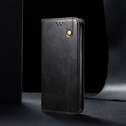 Leather Case Stands Flip Cover Holder B01S for Samsung Galaxy A12 Black