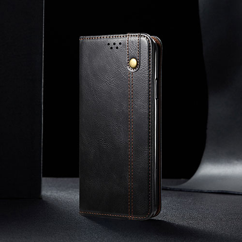 Leather Case Stands Flip Cover Holder B01S for Samsung Galaxy A12 Nacho Black