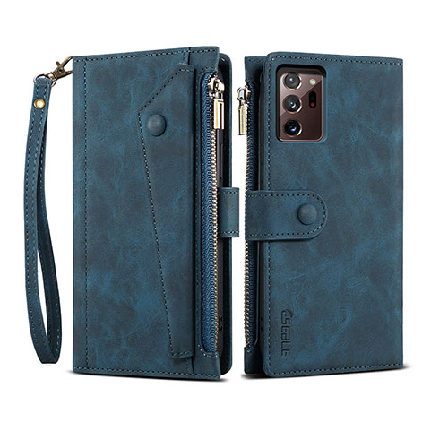 Leather Case Stands Flip Cover Holder B01S for Samsung Galaxy Note 20 Ultra 5G Blue