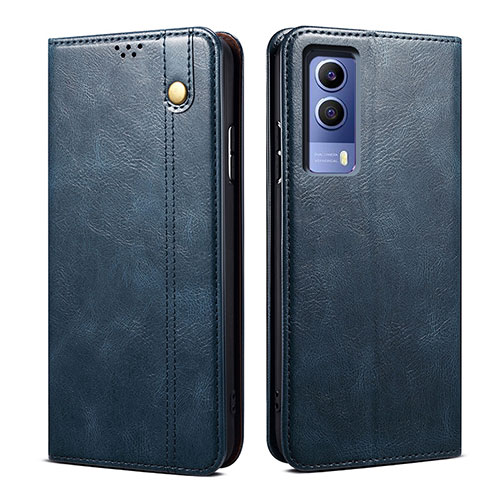 Leather Case Stands Flip Cover Holder B01S for Vivo iQOO Z5x 5G Blue