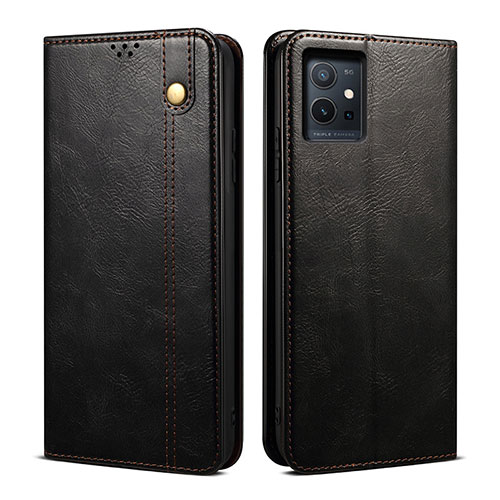 Leather Case Stands Flip Cover Holder B01S for Vivo iQOO Z6 5G Black