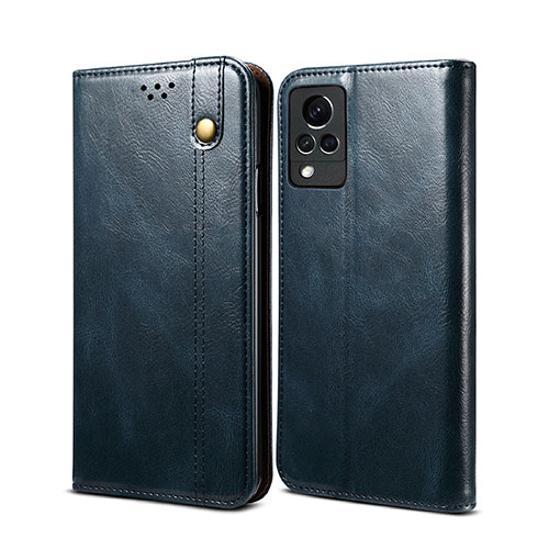 Leather Case Stands Flip Cover Holder B01S for Vivo V21 5G Blue