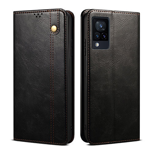 Leather Case Stands Flip Cover Holder B01S for Vivo V21e 4G Black