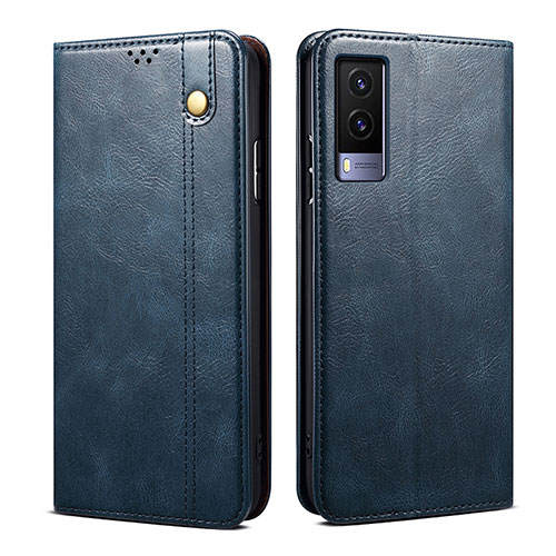 Leather Case Stands Flip Cover Holder B01S for Vivo V21e 5G Blue