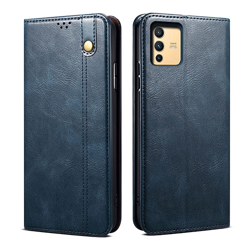 Leather Case Stands Flip Cover Holder B01S for Vivo V23 Pro 5G Blue