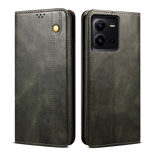 Leather Case Stands Flip Cover Holder B01S for Vivo V25 5G Green