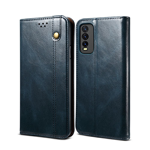 Leather Case Stands Flip Cover Holder B01S for Vivo Y12A Blue