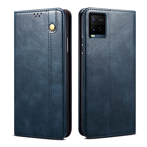 Leather Case Stands Flip Cover Holder B01S for Vivo Y21a Blue