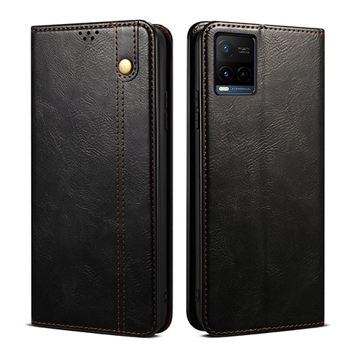 Leather Case Stands Flip Cover Holder B01S for Vivo Y21s Black