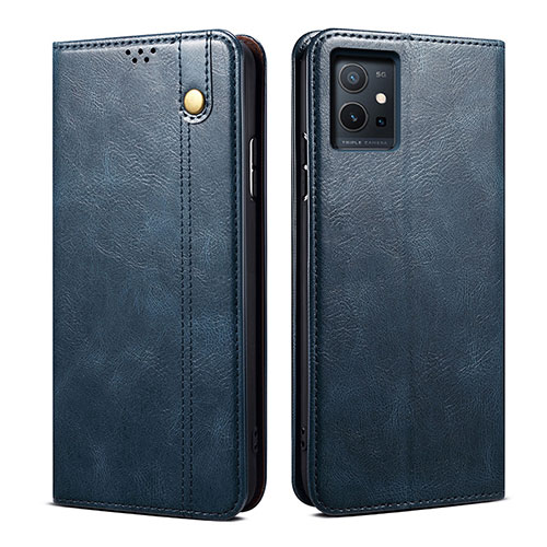 Leather Case Stands Flip Cover Holder B01S for Vivo Y55s 5G Blue