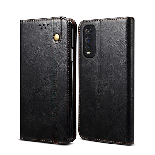 Leather Case Stands Flip Cover Holder B01S for Vivo Y70t 5G Black