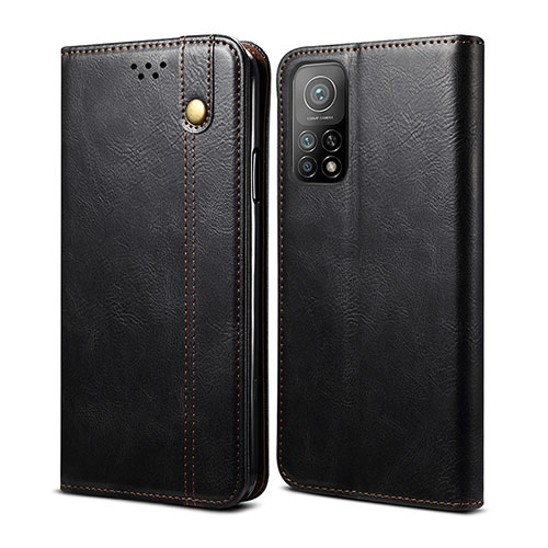 Leather Case Stands Flip Cover Holder B01S for Xiaomi Mi 10T 5G Black