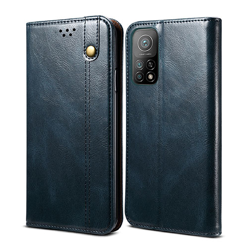 Leather Case Stands Flip Cover Holder B01S for Xiaomi Mi 10T 5G Blue