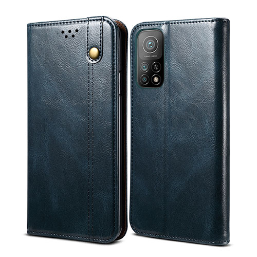 Leather Case Stands Flip Cover Holder B01S for Xiaomi Mi 10T Pro 5G Blue