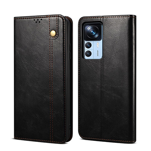 Leather Case Stands Flip Cover Holder B01S for Xiaomi Mi 12T 5G Black