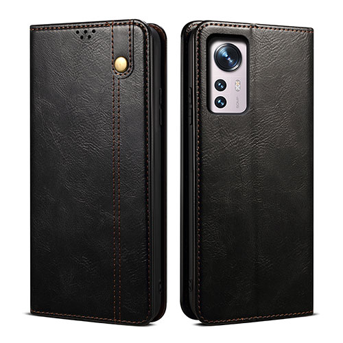 Leather Case Stands Flip Cover Holder B01S for Xiaomi Mi 12X 5G Black