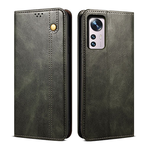 Leather Case Stands Flip Cover Holder B01S for Xiaomi Mi 12X 5G Green