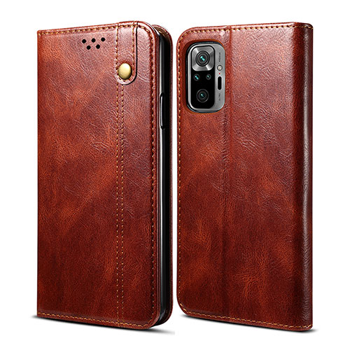 Leather Case Stands Flip Cover Holder B01S for Xiaomi Poco M5S Brown