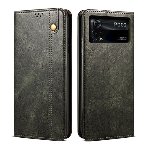 Leather Case Stands Flip Cover Holder B01S for Xiaomi Poco X4 Pro 5G Green
