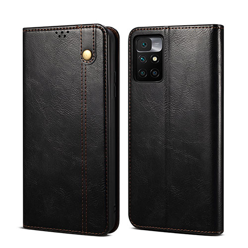 Leather Case Stands Flip Cover Holder B01S for Xiaomi Redmi 10 (2022) Black