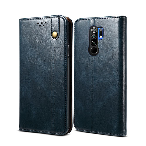 Leather Case Stands Flip Cover Holder B01S for Xiaomi Redmi 9 Blue